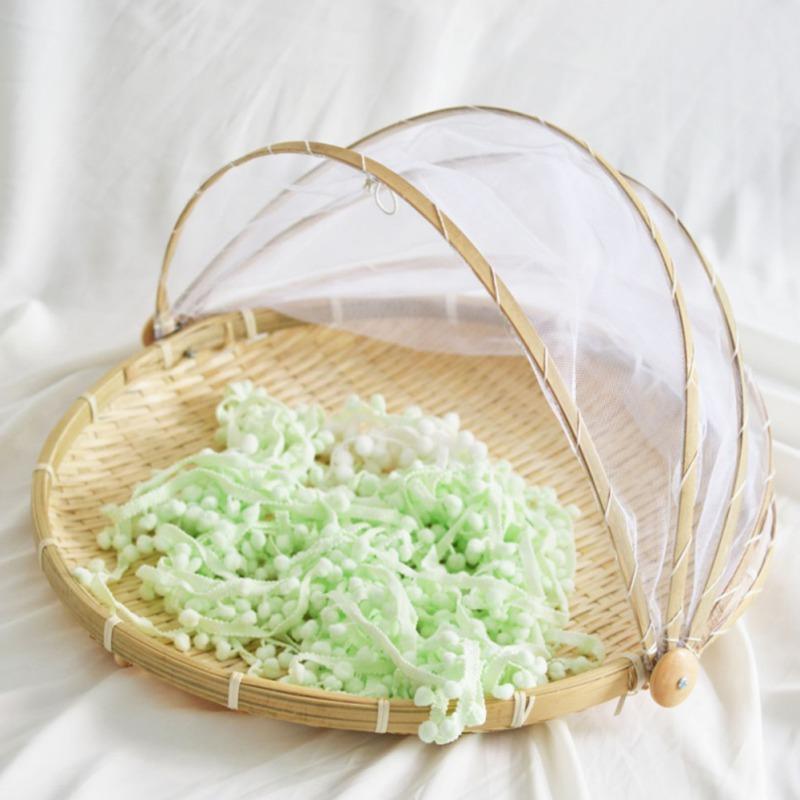 Round Dustpan Bamboo Woven Basket Drying Basket Home Use Steamed Bun Fruit Good Basket Vegetable Cover Fruit Vegetable Pasta Tray