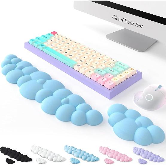Keyboard Cloud Wrist Rest, Palm Rest Desk Wrist Pad, Ergonomic Wrist Rest for Computer Keyboard Support for Pain Relief, Gamer Gifts, Portable & Cloud Wrist Rest - Sky Bl