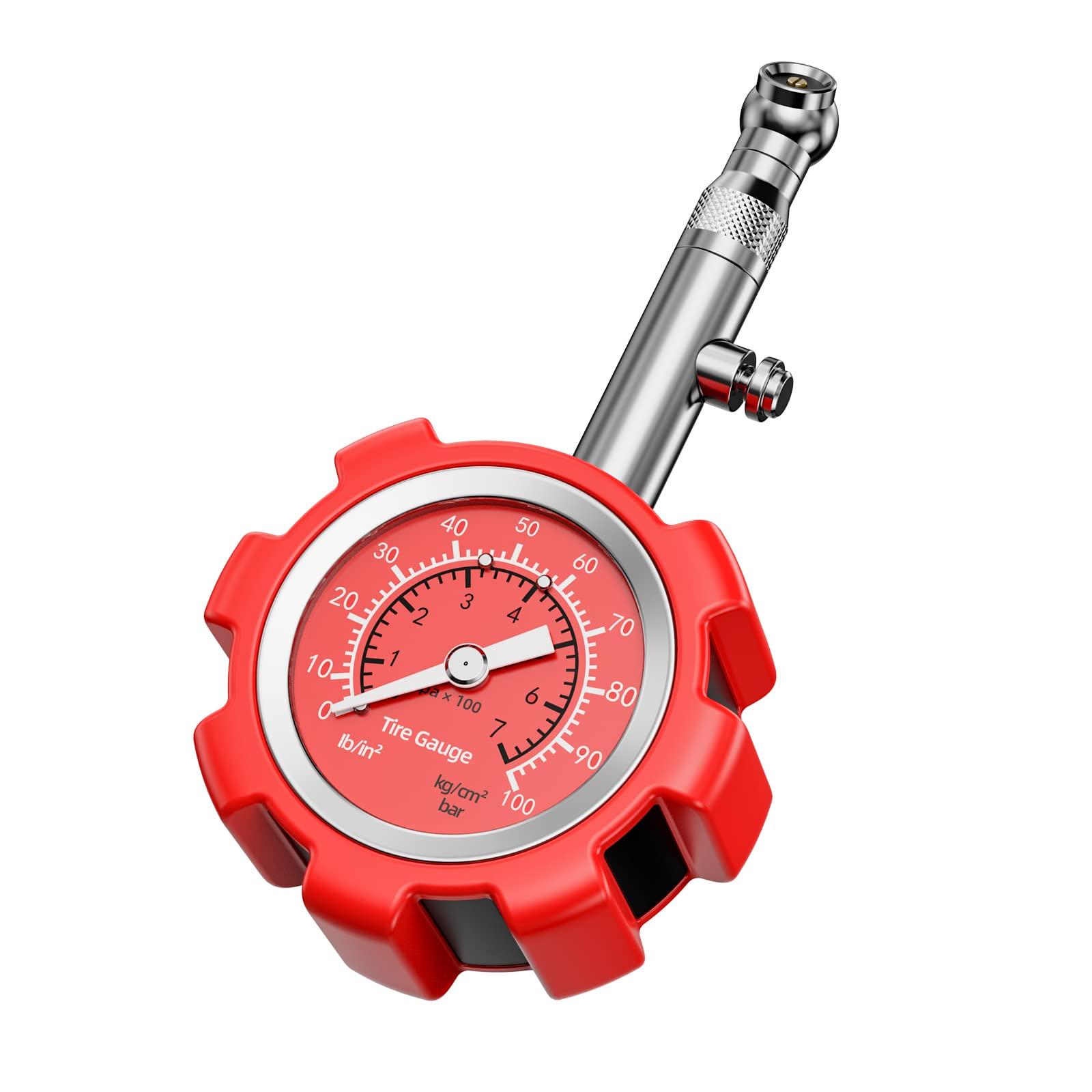 

Kyodo-ya Air Gauge Tire Gauge, Max Measured Value of 700 kPa, Air Pressure Gauge, червоний