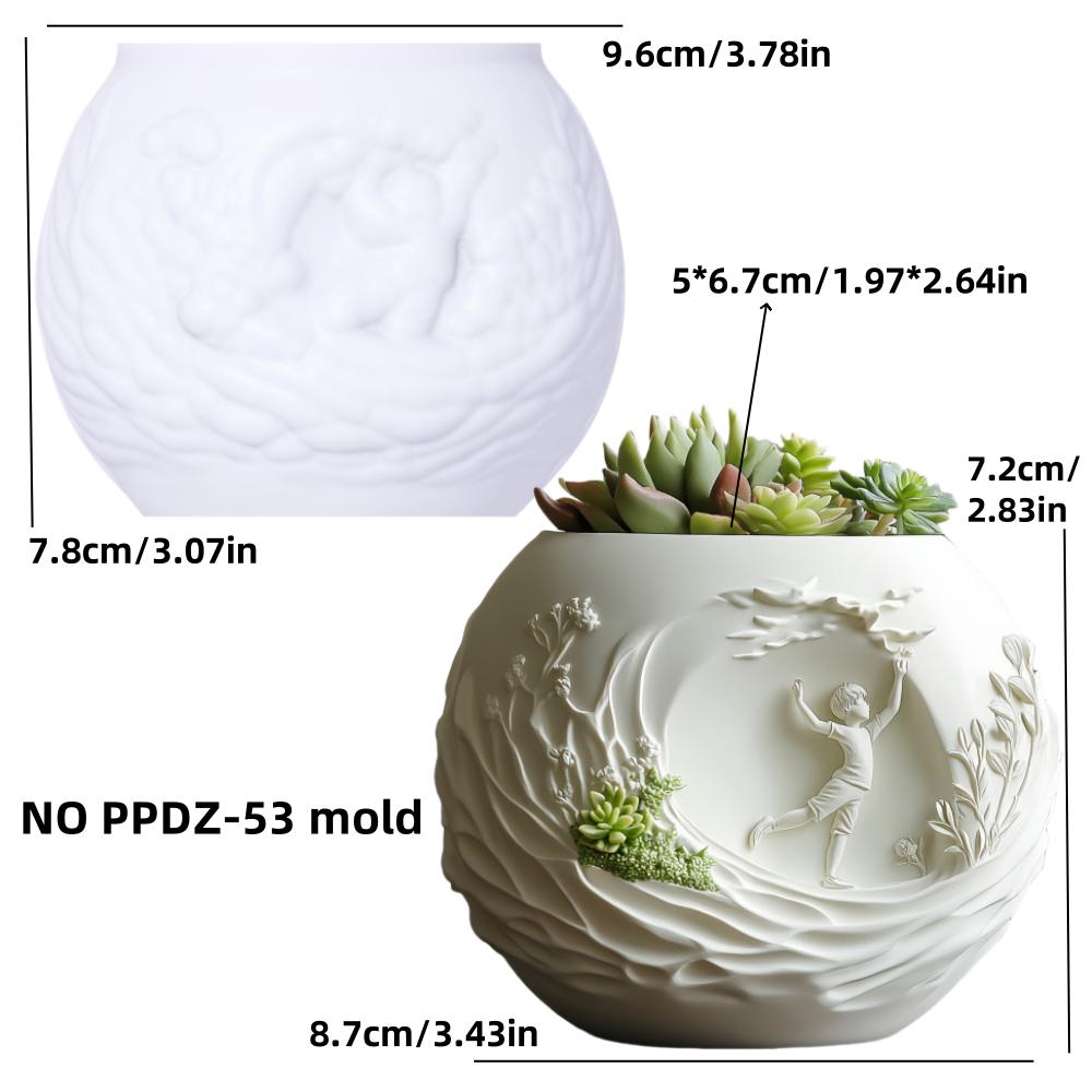 Dancing boy relief succulent plant flowerpot resin silicone mold surfing boy storage box mold grassland candle cup gypsum molds