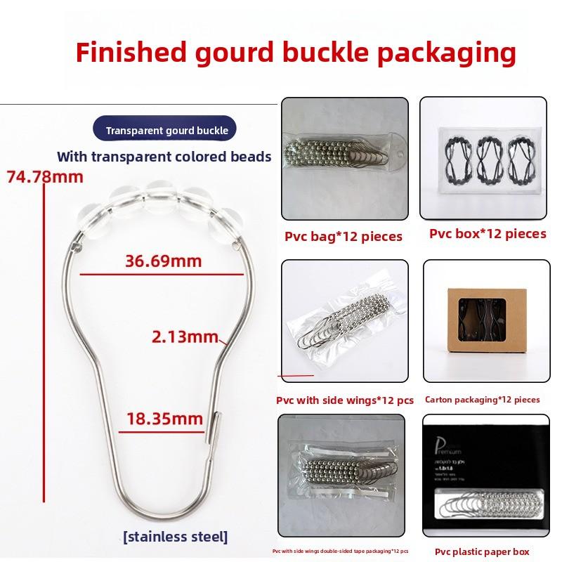 12-Piece Stainless Steel Rollerball Glide Shower Curtain Hooks - Rust-Resistant and Easy To Install