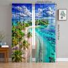 Sea View Pattern Printed Curtains   Pole Bag Curtains   Christmas Decorations   Daily Home Decorations   Room Decorations