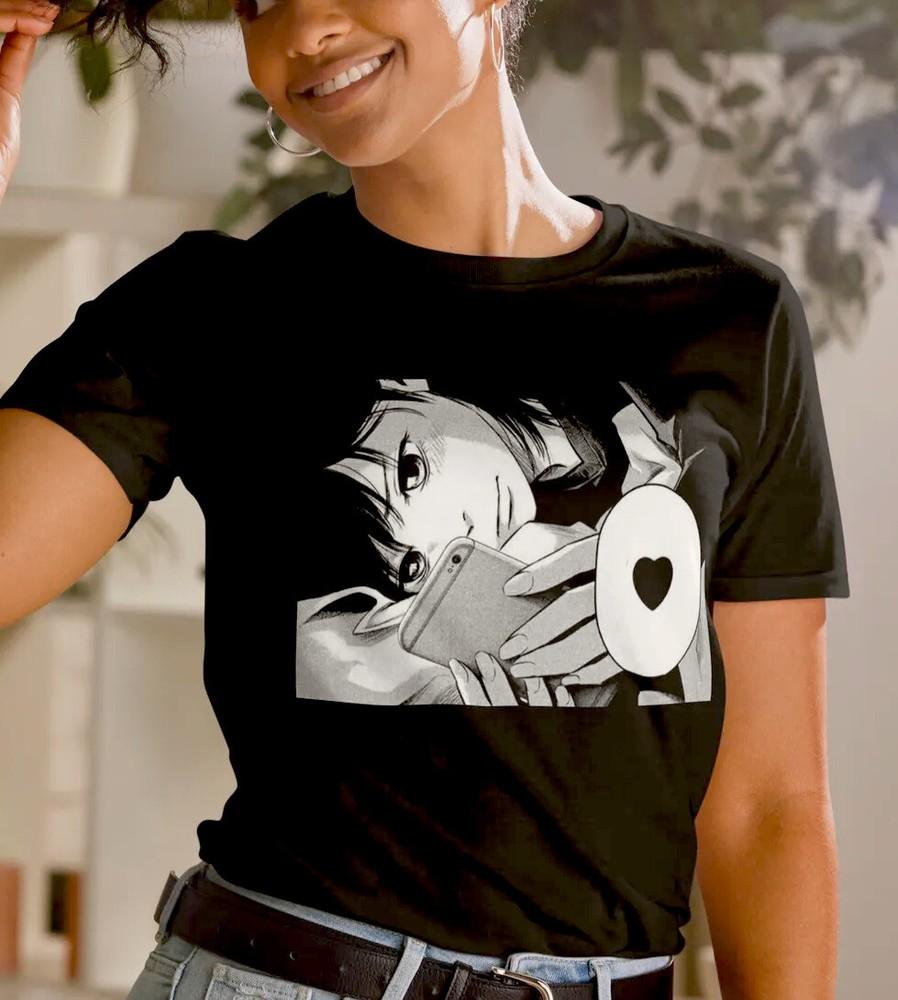 

kawaii Harajuku Anime Hirl Texting Love Short-Sleeve Unisex T-Shirt M