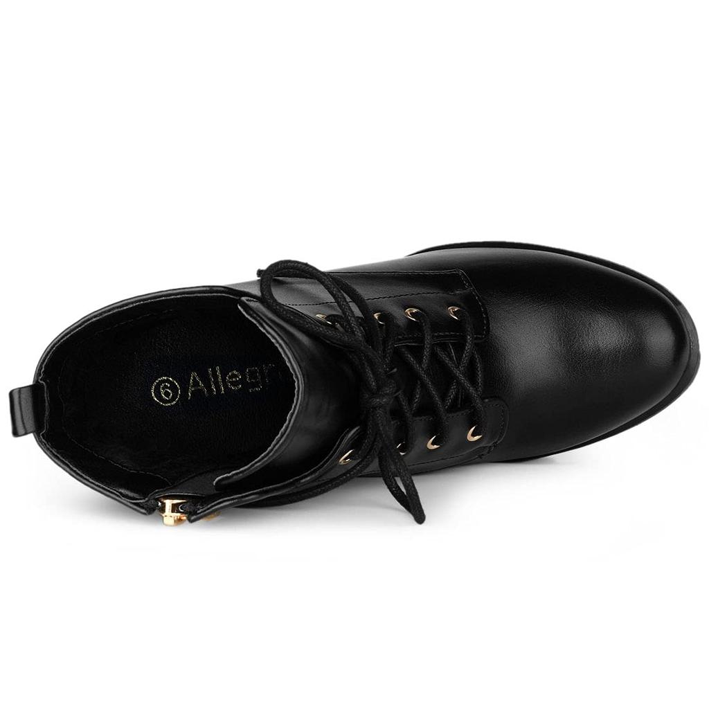 Allegra K Lace-Up Platform Boots with Thick Heels for Women, Perfect for Winter, Parties, and Halloween, Black, Size 24.5cm