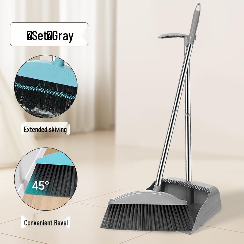 Soft Bristle Broom and Dustpan Set - Non-Stick Hair, Single Sweeping for Household Garbage