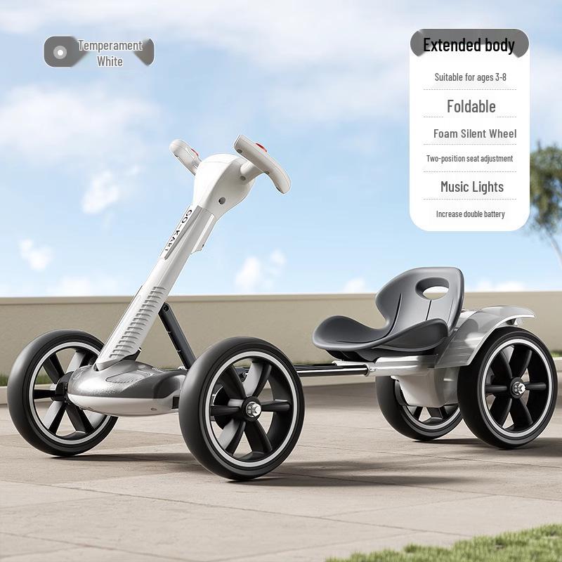 Go-Kart Elétrico Dobrável Carro de Passeio para Crianças 2-8 Anos - Não Requer Instalação