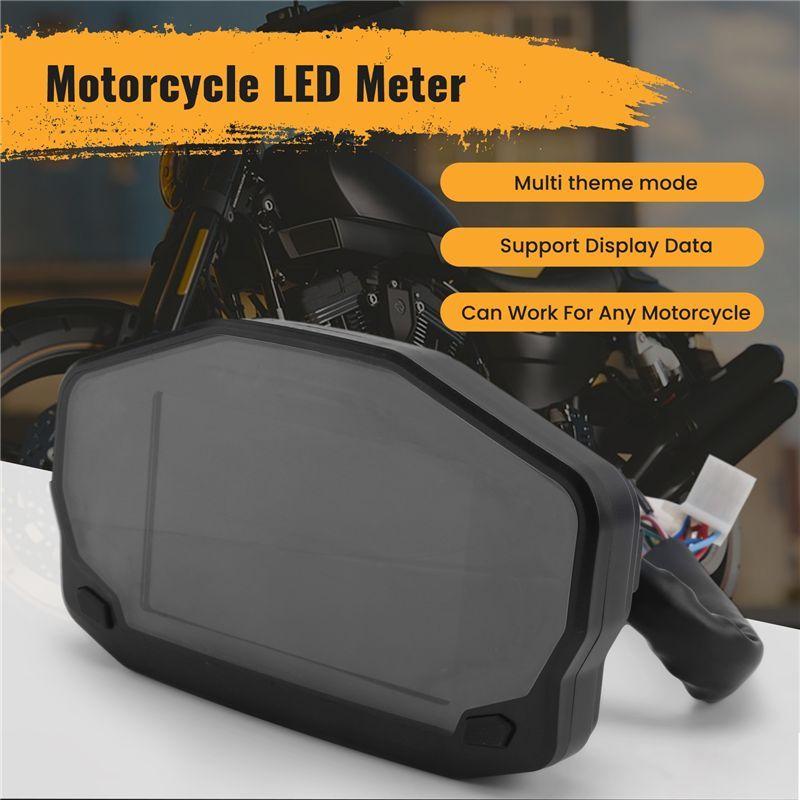 Motorcycle LED Speedometer LED Speedometer LCD Digital Odometer Fuel Gauge For 1/2/4 Cylinder-A02G