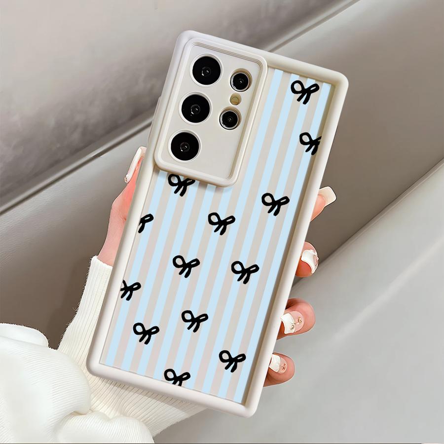 Case for Samsung Galaxy S26 Ultra S24 Plus S25 S25 Edge S22 S23 FE S21 S20FE S24Ultra Phone Cover Fashion Striped Bow