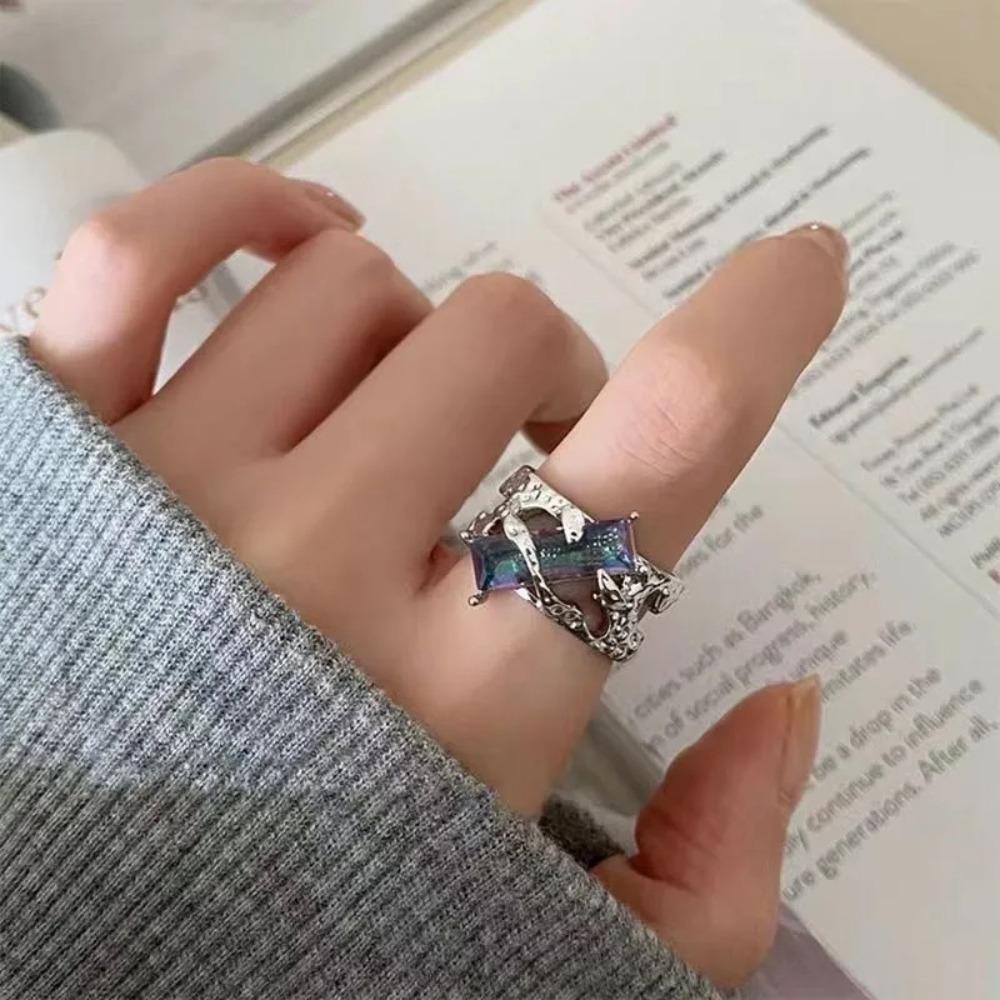 Dark Retro Ring Female Niche Design Sense Adjustable Opening Ring Cold Wind Index Finger Tail Ring Trendy Man
