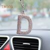 Bling Car Letter Charm Faux Crystal Letter Pendant Car Rear View Mirror Hanging Rhinestone Alphabet Ornament for Car Tree Accessory