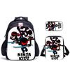 Ninja Kidz Dreiteiliges Schulset, Schultasche Satchel Federmäppchen Aufbewahrungskombination für Jungen und Mädchen