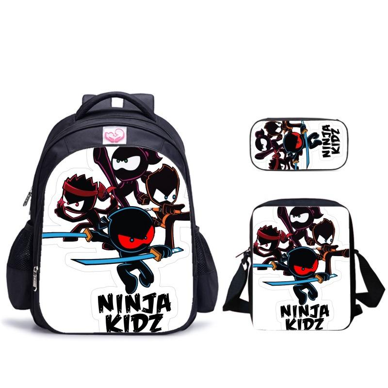 Ninja Kidz Dreiteiliges Schulset, Schultasche Satchel Federmäppchen Aufbewahrungskombination für Jungen und Mädchen