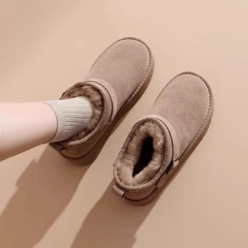 

Женские зимние сапоги с мехом 2025 зима новые на толстой подошве с набивным утолщением Северо-восточные большие хлопковые сапоги короткие сапоги-дутики 41 хаки