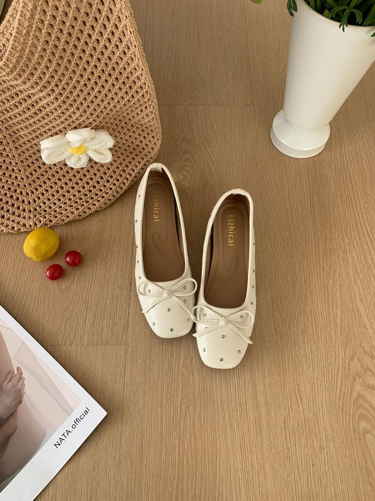 Women's Round Toe Flat Bowknot French Style Pumps - Fashionable Footwear