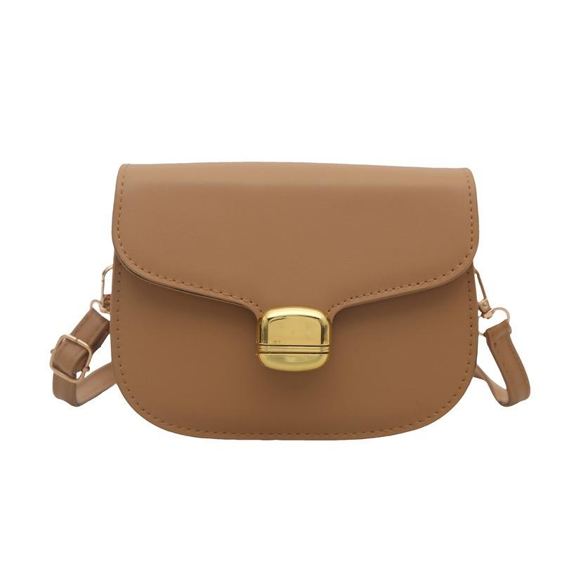 Spring and Summer New Versatile Solid Color Simple High-end Texture Temperament Shoulder Messenger Bag Saddle Bag Women's Bag