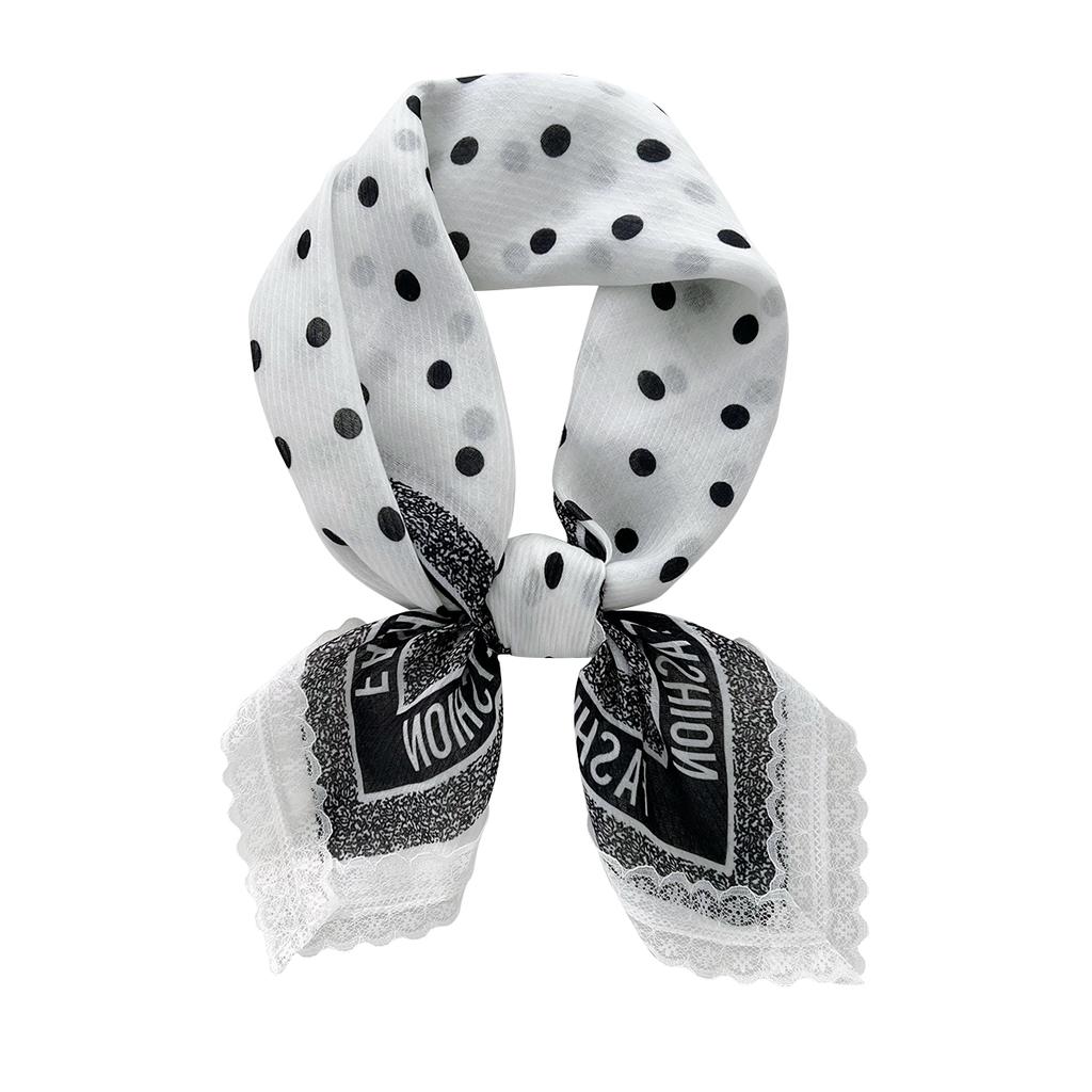 Polka Dot Lace Small Square Scarf Women'S Spring And Summer Atmosphere Retro Versatile Decorative Headscarf