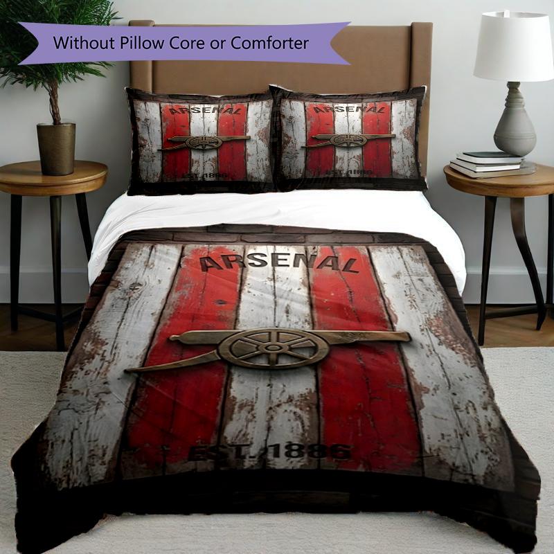 3pcs Duvet Cover Set (1*Duvet Cover + 2*Pillowcase, Without Core),football Team F.C Print Bedding Set, Bedroom Decor, All‑Season, Birthday Gift