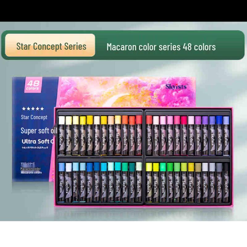 Gaole Super Soft Oil Pastels - Full Set (24/48 Colors), Classic Macaron for Kids, DIY Heavy Color Sticks