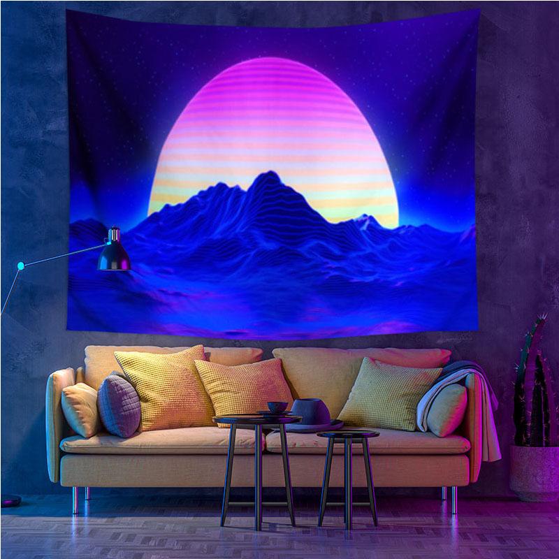 UV Fluorescent Tapestry Print Wall Hanging Art Home Decor