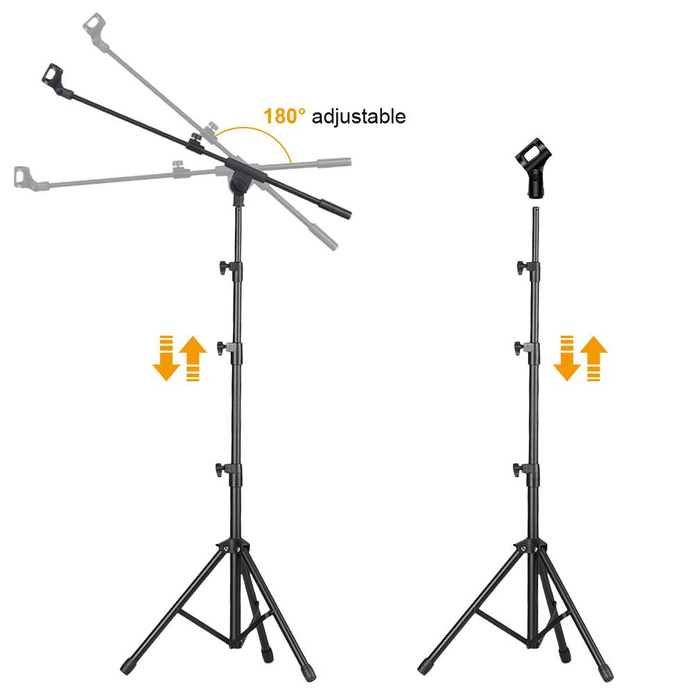 Floor Mic Stand Tripod Boom Arm Microphone Holder Height Adjustable Mic Holder Suitable for Any Microphone Performance Singing