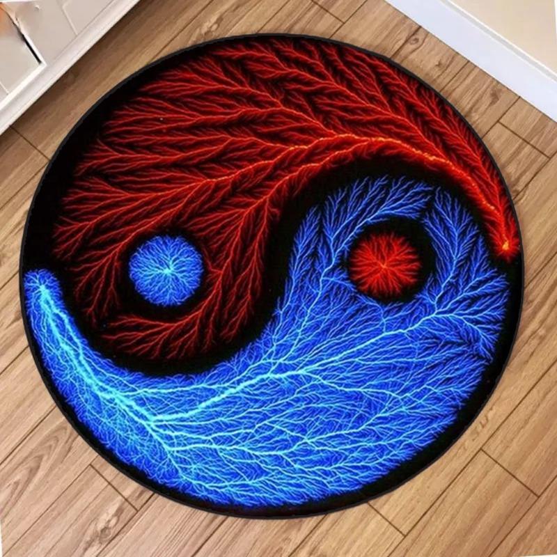 Yin Yang Round Carpet Tai Chi Pattern Circular Floor Mat for Living Room Bedroom Home Decor Easy To Clean Classic Very Beautiful