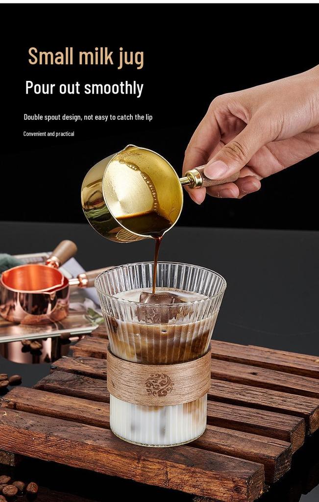 304 Stainless Steel Sauce Cup with Wooden Handle, Custom Logo, Multiple Specifications - Ideal for Steakhouses & Restaurants.
