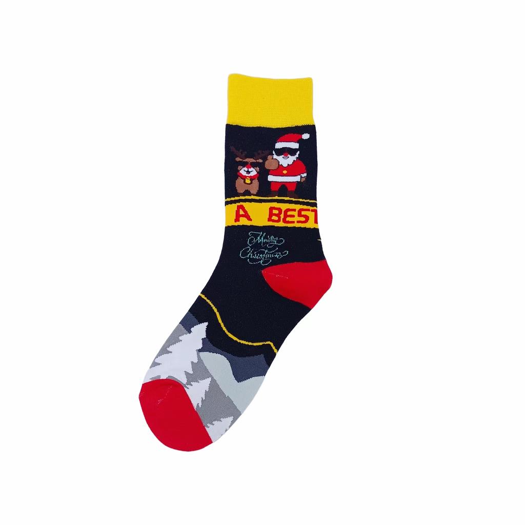 1 pair of red socks for the Chinese New Year, gingerbread man Christmas socks, four seasons pure cotton dragon year festive mid-