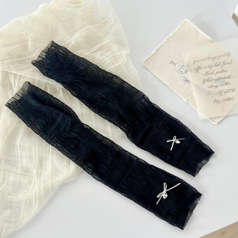 WJN Women's Mid-Calf Thin Socks Breathable Slouch Double Bowknots Stylish Knitted Lolita Leggings Solid Color High Quality
