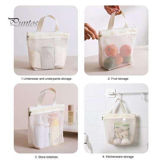 Storage Bag Portable Mesh Shower Caddy Large Capacity Zipper Closure Portable Toiletry Caddy Quick Dry Nylon Shower Bag