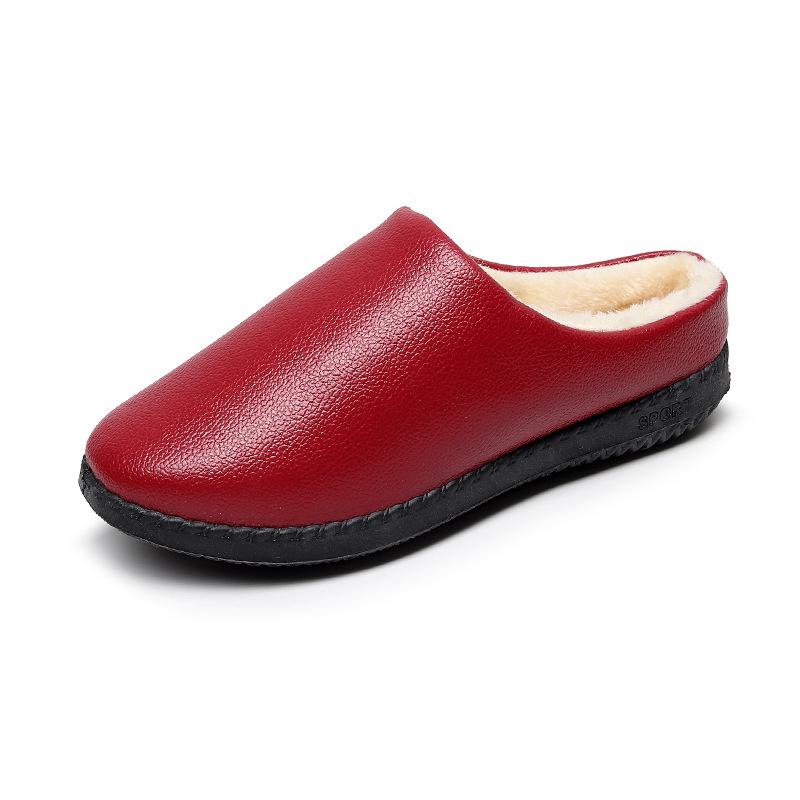 Women's Waterproof Non-Slip Winter Shoes - Comfortable Leather Slippers for Mid-Aged & Elderly