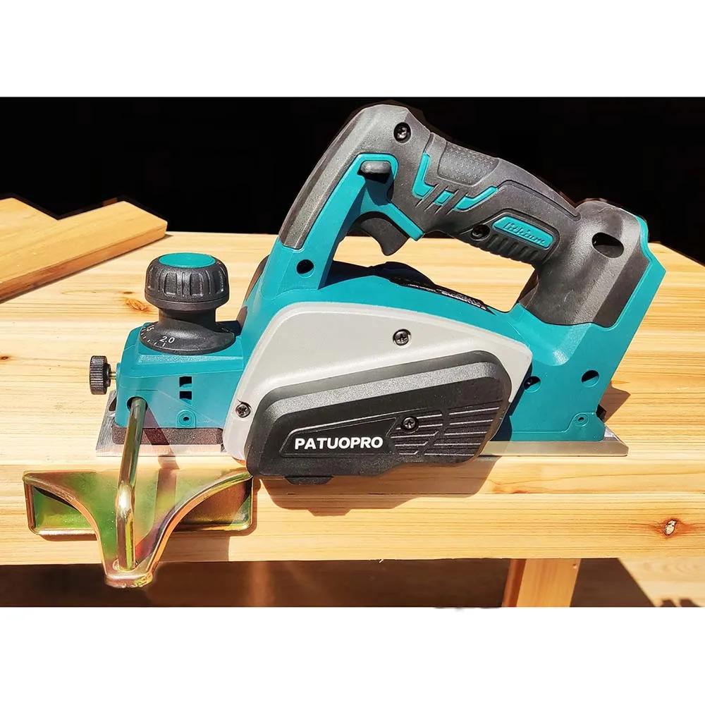 PATUOPRO Cordless Electric Handheld Home DIY Woodworking Planer Furniture Cutting Power Tool For Makita 18V Battery(No Battery)
