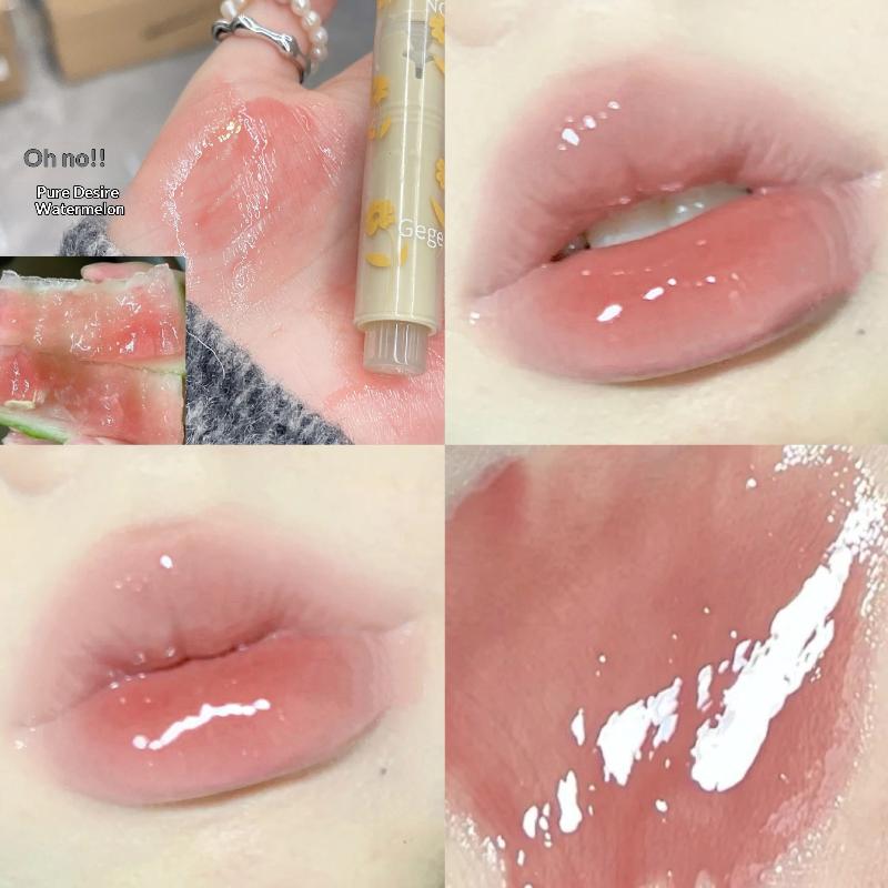 Water-Light Lip Glaze Mirror Glitter Lip Tint Long Lasting Moisturising Love Heart Shape Solid Lipstick Pen Lips Makeup Cosmetic