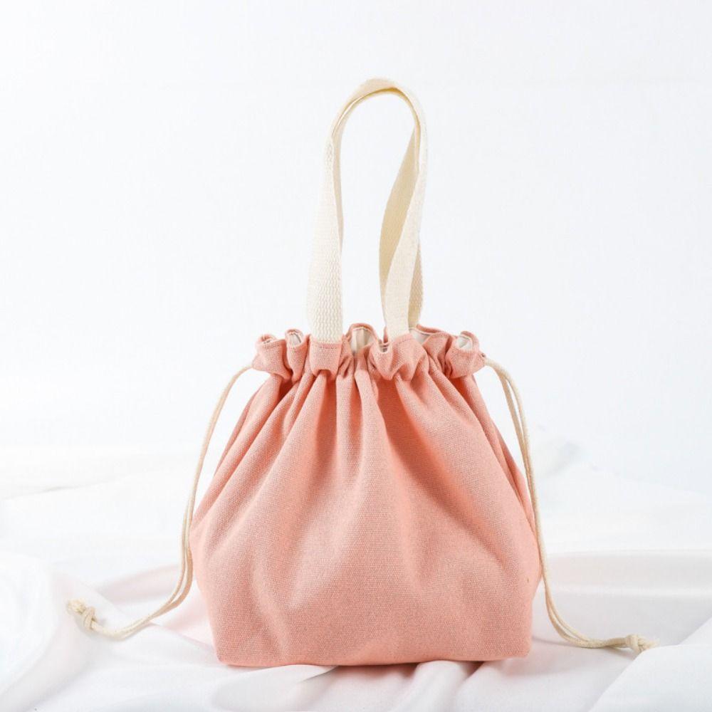 Kawaii Drawstring Storage Bag Solid Color Portable Toiletry Bags Sweet Cartoon Cosmetic Bag  Girls