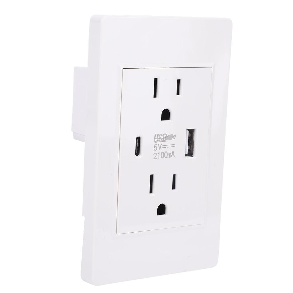 Wall Outlet with USB and Type C Port 15A PC Flame Retardant Electrical Wall Receptacle Outlet for Home