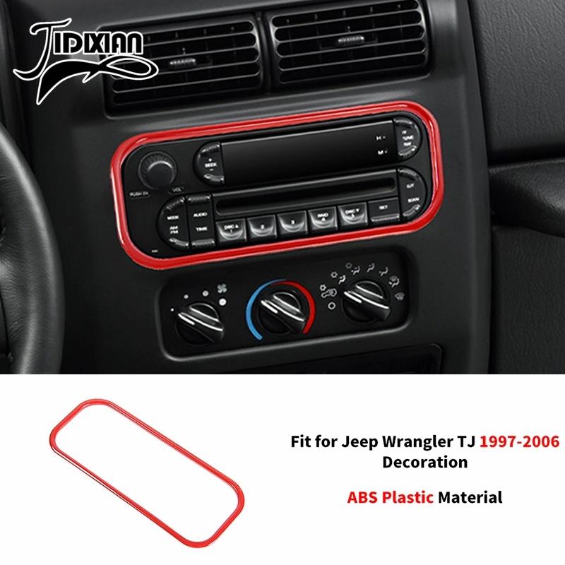 JIDIXIAN Red ABS Interior Decoration Trim Fit for Jeep Wrangler TJ 1997-2006 Car Instrument Panel Horn A/C Switch Accessories we1