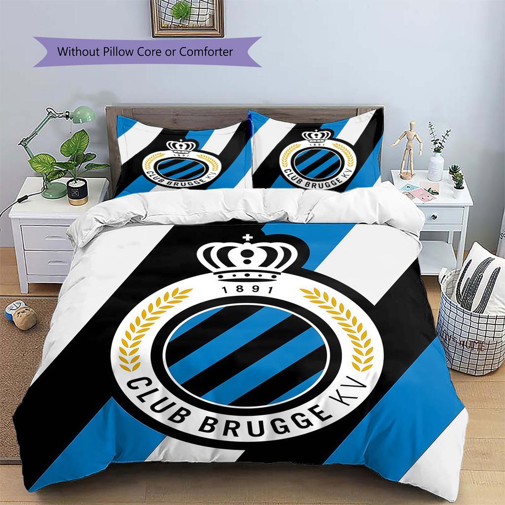Club Brugge KV Pattern Bedding,Quilt Set Quilt Cover Pillowcase Home Birthday Gift(1 * duvet cover + 2 * pillowcase, without core)