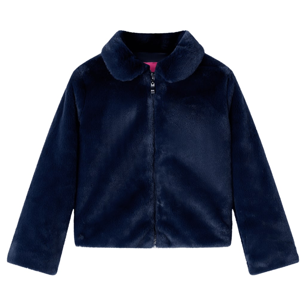 Kinderjacke aus Kunstfell, Dunkelblau, 128 black