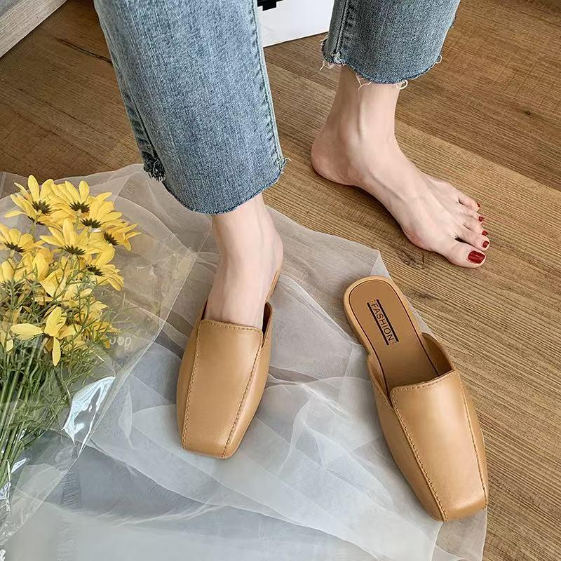 Damen Halbschuhe mit niedrigem Absatz und geschlossener Zehenpartie - Modische lässige Ballerinas für Frühling/Sommer für den Außenbereich