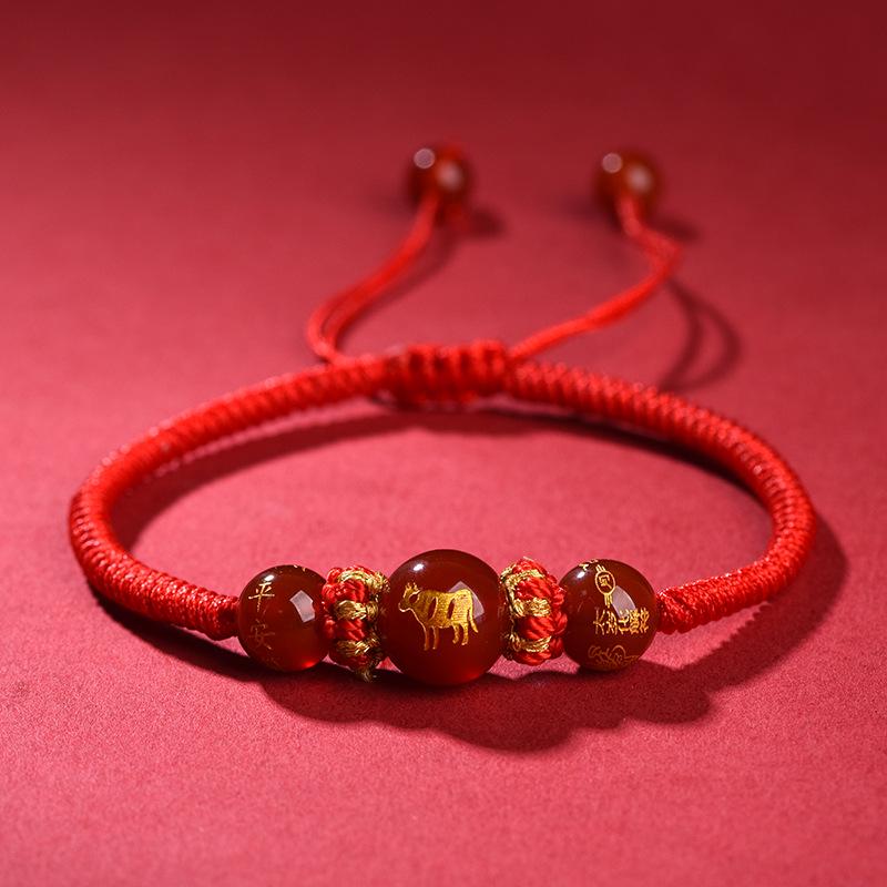 2026 Jahr des Pferdes Rotes Band Armband: Handgeknüpftes Rotes Seil für Tai Sui, Pferd, Ratte, Ochse und Hase