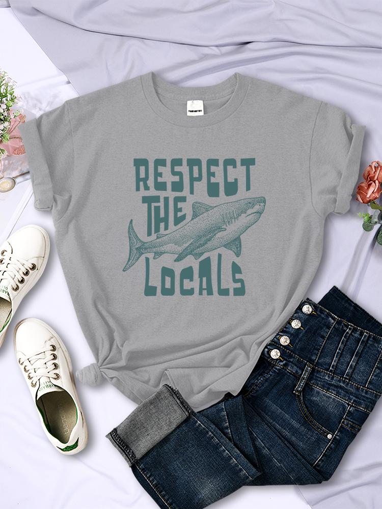 Respect The Locals Shark New 3D Prints Women Tee Clothing Casual Personality T Shirts Street Hip Hop Short Sleeve Summer Womans Tops