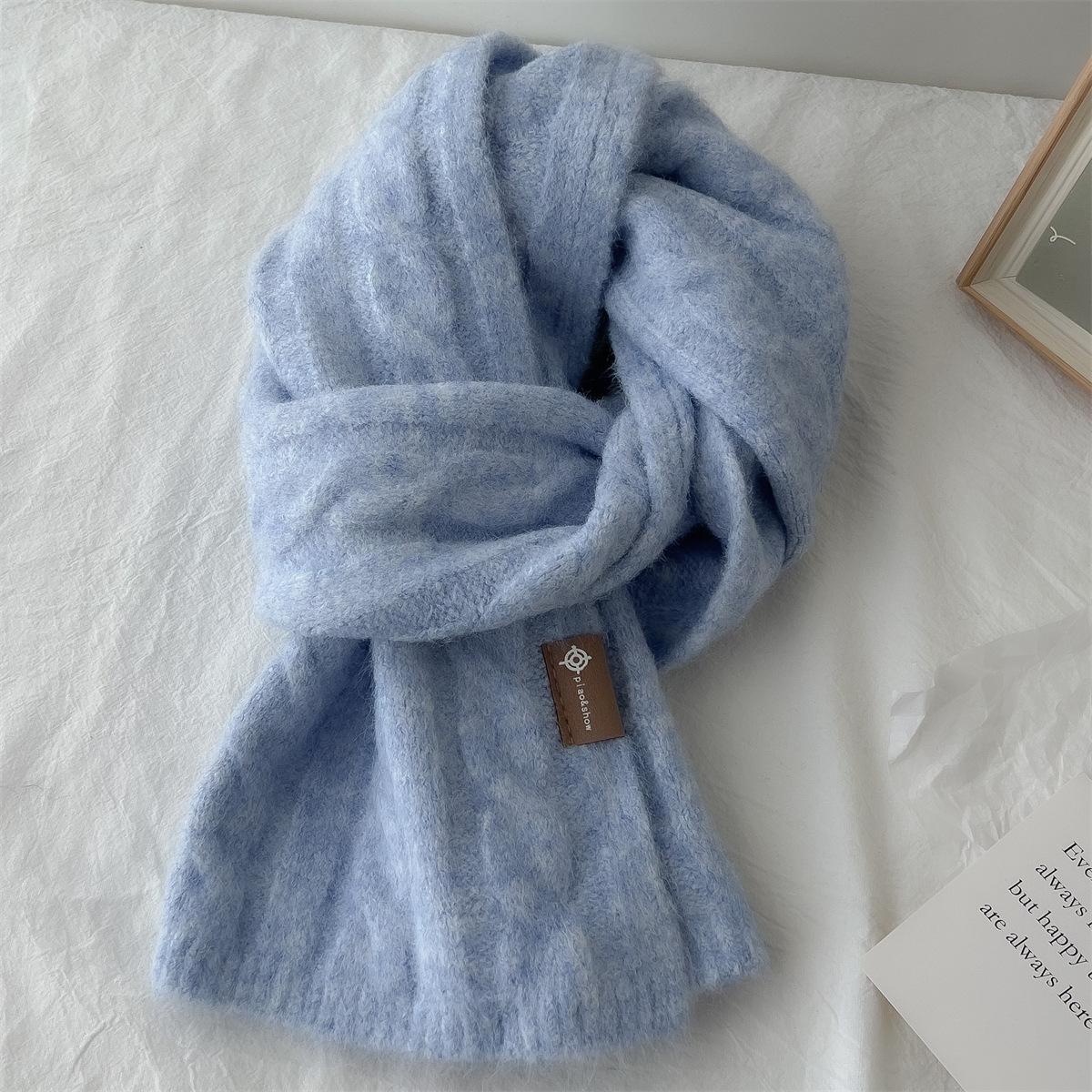 

Новий в язаний вовняний в язаний кашеміровий шарф для жінок Пари Новий універсальний однотонний зимовий шарф 146*18.5cm