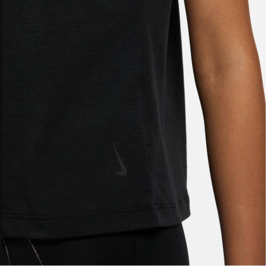 Nike Yoga Dri-Fit Metallic Trim Solid Quick-Dry Round Neck Sports Wide Strap Vest Women Tops Black DD5805-010