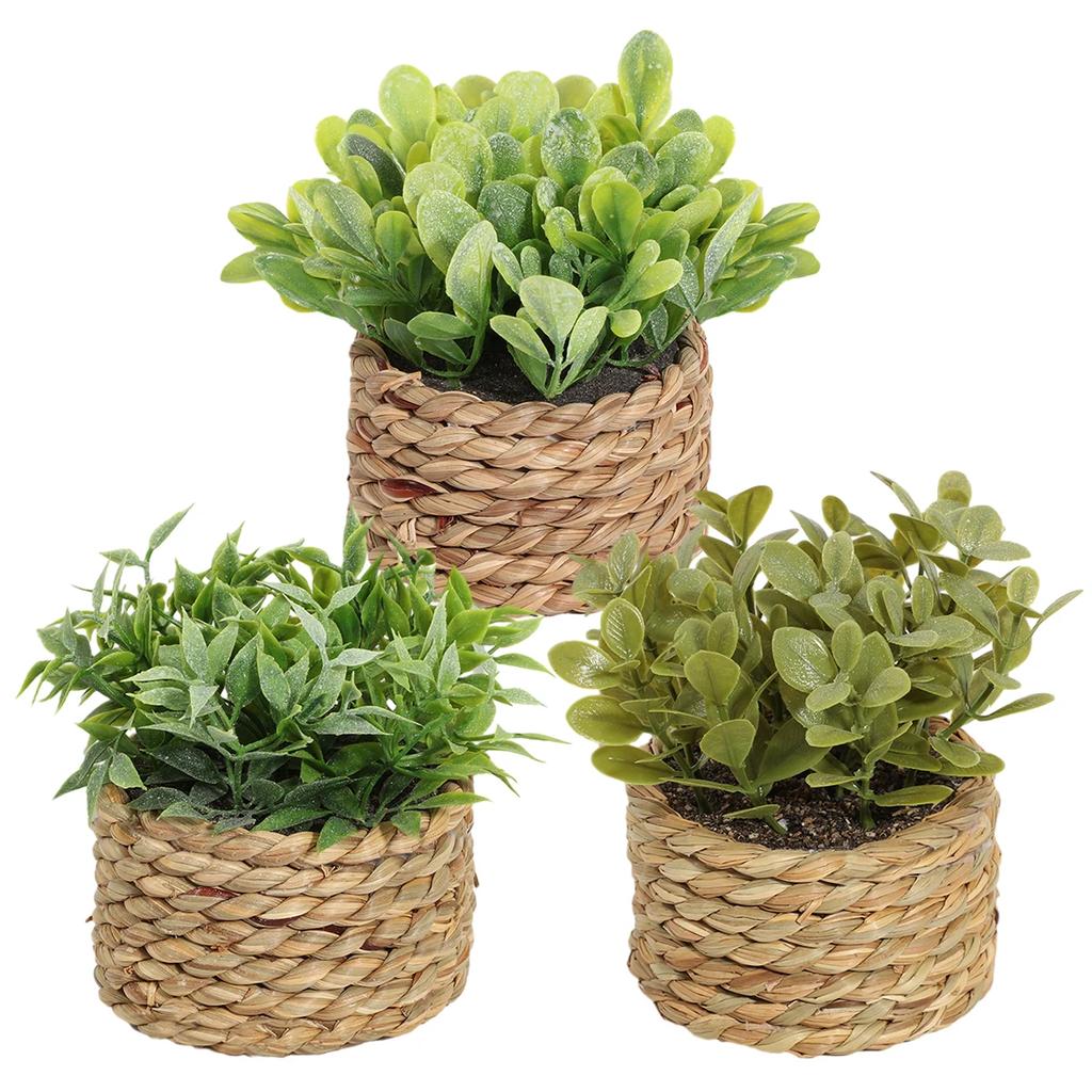3 Stück Grüne Künstliche Pflanzen Gras Gewebte Kleine Topfpflanzen Heimdekoration home decor home decoration Pflanzen
