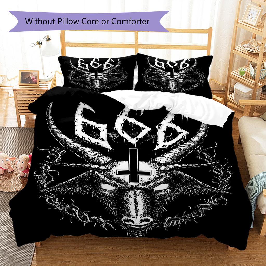 Baphomet Pattern Bedding,Quilt Set Quilt Cover Pillowcase Home Birthday Gift (1 * Duvet Cover + 2 * Pillowcase, Without Core)