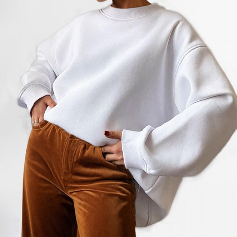 2026 Women's Clothes Solid Color Round Neck Loose Basic Style Long-sleeved Sweater Top