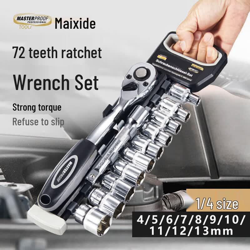 MASTERPROOF 12-Piece Industrial Ratchet Socket Wrench Set