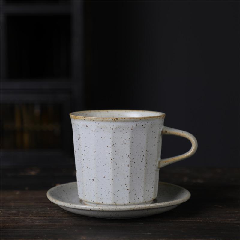 Japanese Coffee Cup And Saucer Set Retro Vintage Coarse Pottery Light Luxury Simple Cup Retro Ceramic Cup