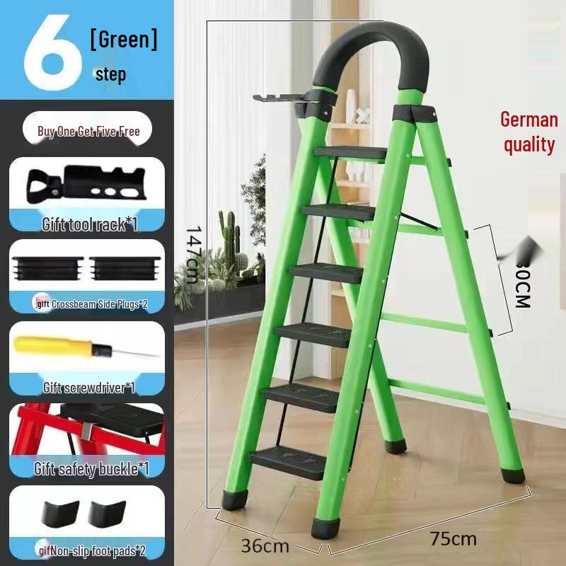 Multi-Functional Carbon Steel Folding A-Frame Telescopic Step Ladder for Indoor Use