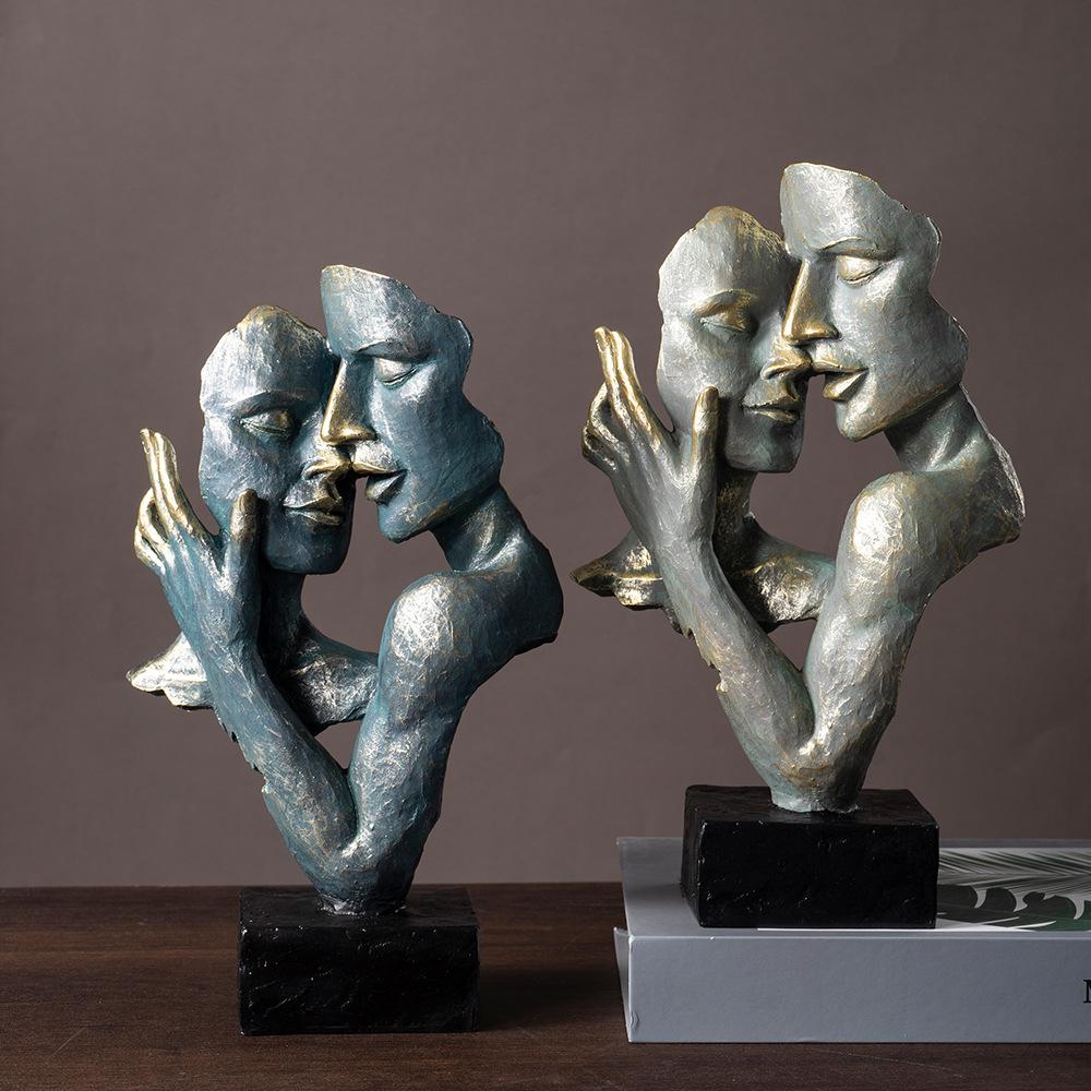 Escultura Figura de Pareja Arte Abstracto Premium Máscara Resina Buena Artesanía Decoración para el Hogar Duradero Duradero Útil Útil