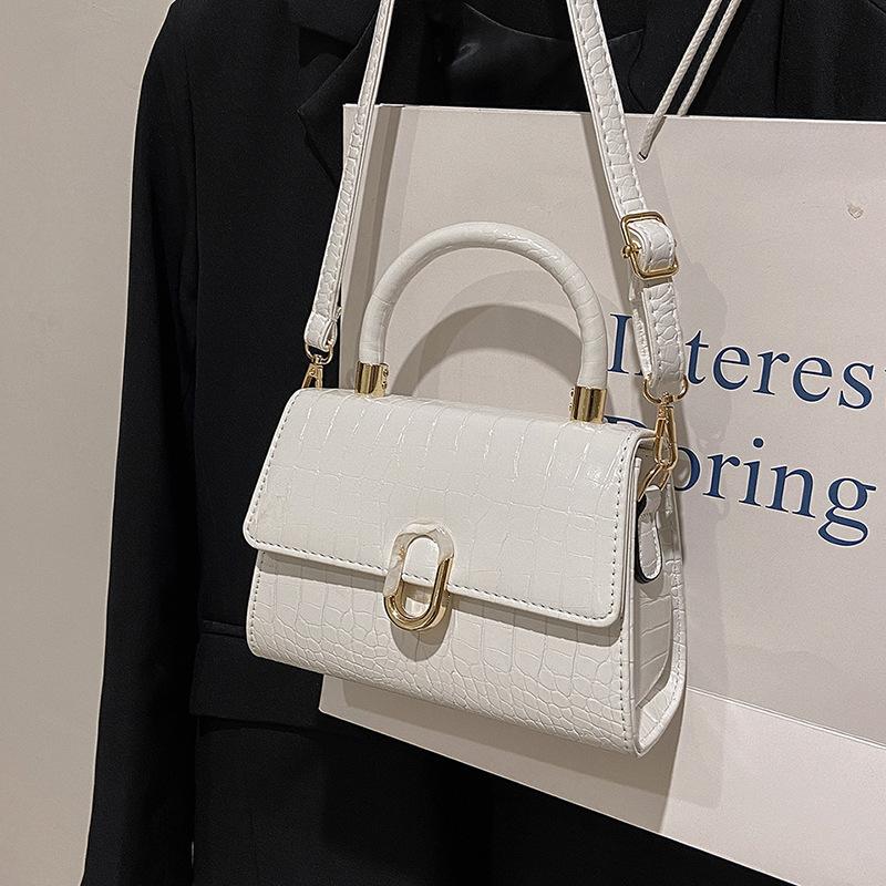 Summer Messenger Bag Niche Portable Small Square Bag Kelly Bag Versatile Fashion Single Shoulder Crocodile Pattern Baguette Bag Women